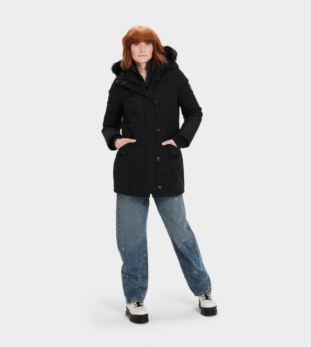 Ugg Parka Womens - Ugg Adirondack Black - 752FKOPYQ